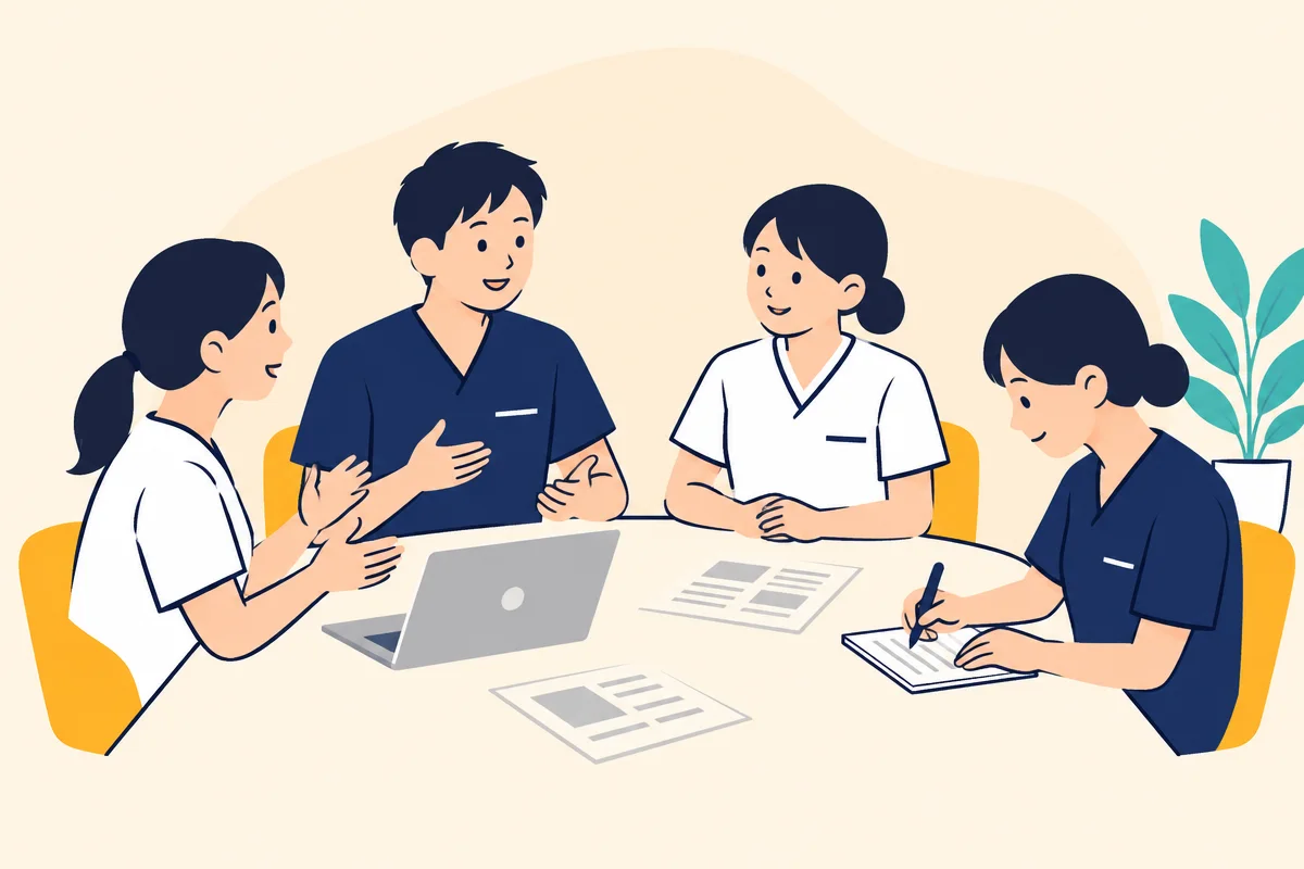 会議中、一人だけ下を向いて記録を取っているスタッフ
